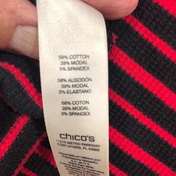 Chico's Zenergy Red and Black Striped Cowl Neck Sweater Size 3X - Picture 5 of 6